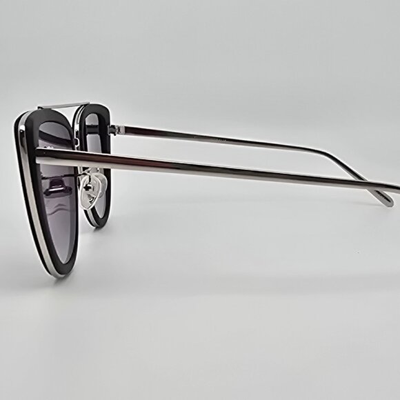 Quay Australia French Kiss Silver Black Frame Smoke Flat Lens Aviator Sunglasses - Picture 5 of 16